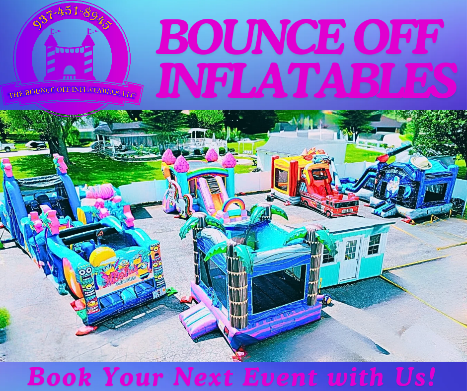 Ariel photo of our bounce houses